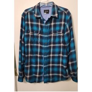 Marmot Jasper Midweight Blue Plaid Flannel Men's Shirt Large‎ Embroidered Logo